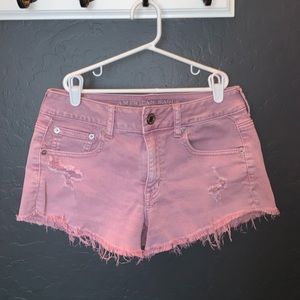 American Eagle pink denim shorts